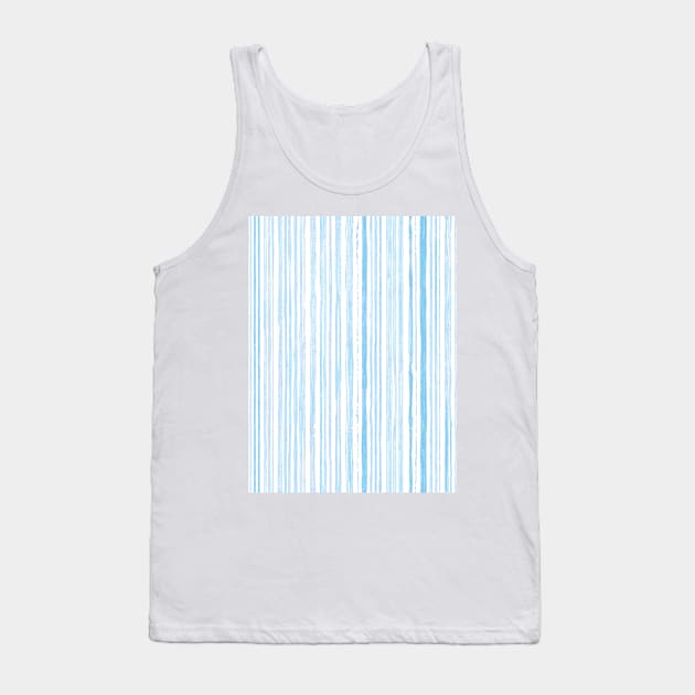 pastel striped pattern brush strokes. blue linen textured Tank Top by Anik Arts